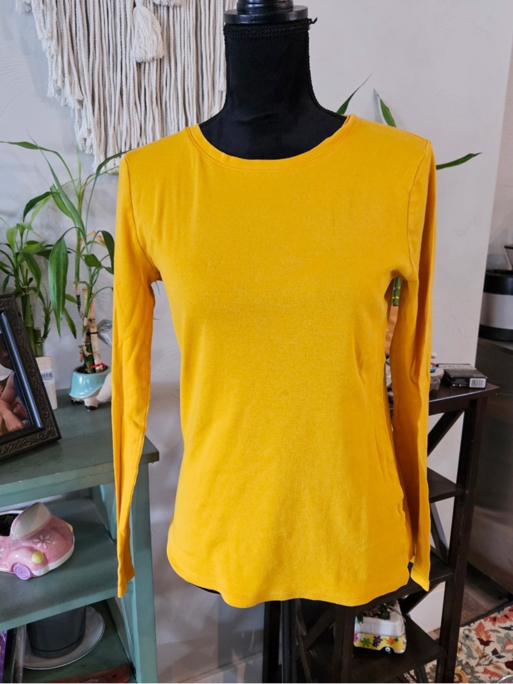Merona Mustard Yellow Long-Sleeve Crewneck Top